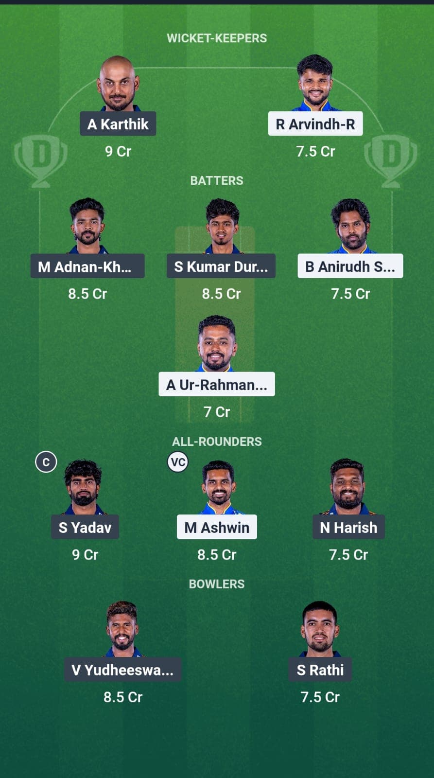 SMP vs NRK Dream11 team 